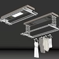 Ceiling Mounted Clothes Drying Rack With LED Light And Retractable Rods Hanging Clothes 3d model
