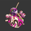 Decorated Dessert Assortment with Ice Cream Cones Cake Purple Drizzle Fresh Cherries and Chocolate Toppings