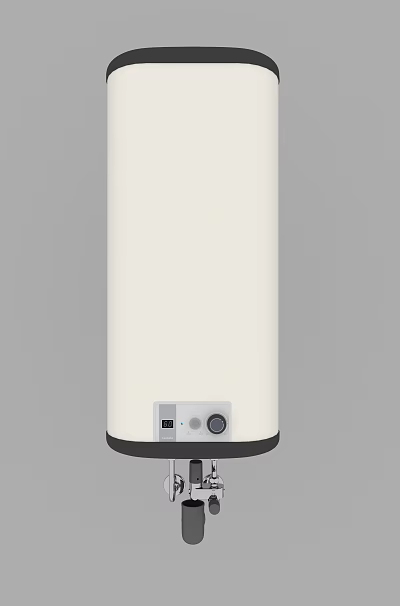 Electric Water Heater White Cylindrical Design With Control Panel For Home Daily Use 3d model