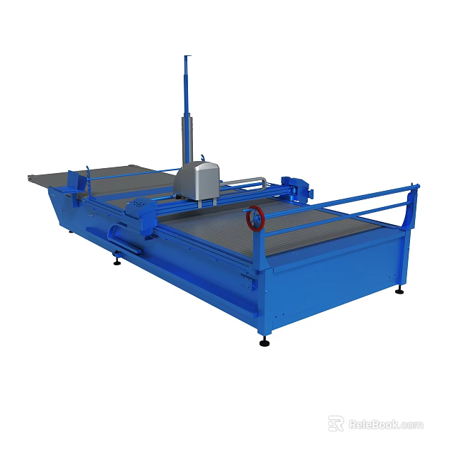 Blue Industrial Cutting Machine With Platform And Control System 3d model 