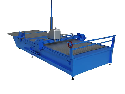 Blue Industrial Cutting Machine With Platform And Control System 3d model