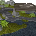 Zen Garden Design With Stone Path Wooden Platform And Green Plants