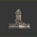 Stone Multi Tiered Garden Ornament Fountain With Carved Base And Brick Paved Surround