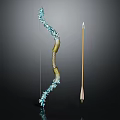 Ornate Bow With Crystal Accents Golden Frame And Wooden Arrow Metal Tip