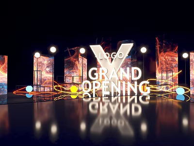 Grand Opening Photo Check In Spot With Modern Lighting And Decorative Elements 3d model