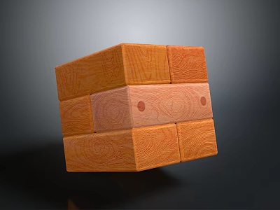 Stacked Wooden Blocks With Natural Wood Grain In 3D Geometric Structure 3d model