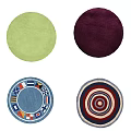 Round Rugs With Colorful Patterns And Solid Colors For Home Decor 3d model