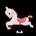 Pink Spring Rocking Horse With Red Mane Tail Saddle Black Spring Base And White Platform