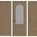 Beige Hinged Doors With Various Designs Arched Glass Panel Rectangular Panels And Golden Handles