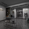 Elegant Men's Clothing Store With Hanging Suits Shirts Display Racks And Spotlighting