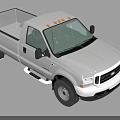 White Ford Single Cab Pickup Truck With Open Bed And Black Wheels Front View