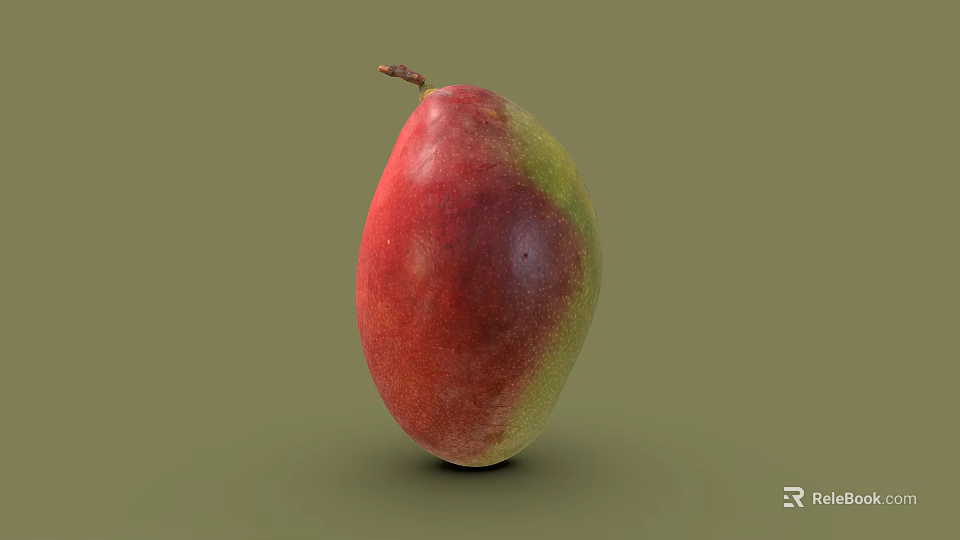 Fresh Red and Green Mango Fruit Isolated on Simple Green Background 3d model