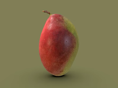 Fresh Red and Green Mango Fruit Isolated on Simple Green Background 3d model
