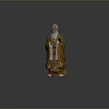 Man With Clasped Hands Long Beard In Traditional Robe Orange Ceramic Figurine