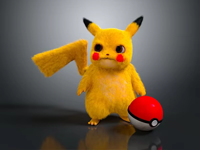 Pikachu Game Movie Character With Yellow Fur Red Cheeks And Poké Ball 3d model