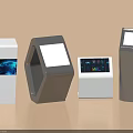 Multiple Smart Machines With Different Shapes And Display Screens Showing Data Visualizations 3d model
