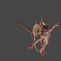 Game Demon Character with Horns Red Glowing Chest Wing Structures Arms Outstretched Brown Red Armor