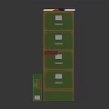 Practical Green Shoe Cabinet Featuring Multiple Drawers And Open Drawer Storage Design