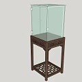 Traditional Wooden Base Display Cabinet with Glass Doors and Lattice Design