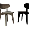 Modern Dining Chairs In Walnut And Black With Sleek Backrest And Seat Cushion