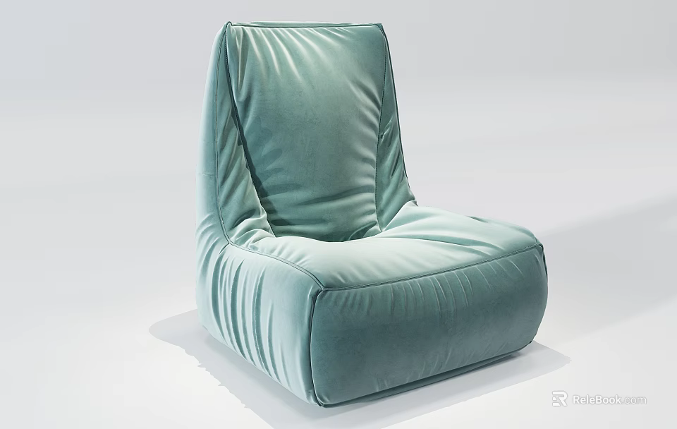 Modern Light Green Velvet Bean Bag Chair Single Seater Comfortable Design 3d model 