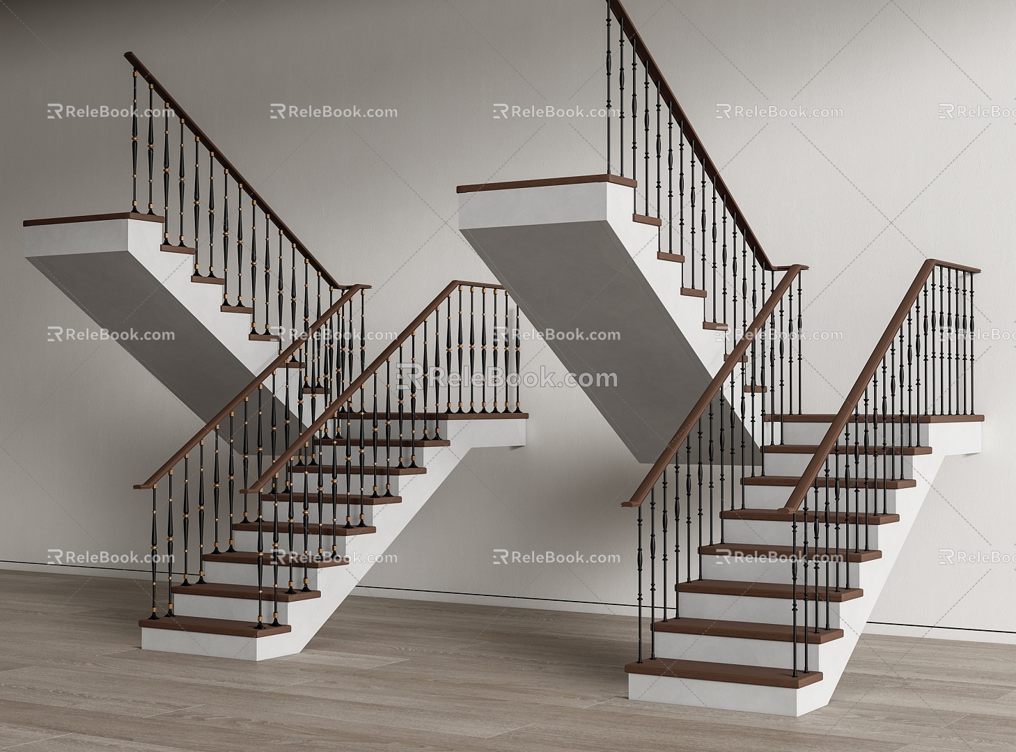 American Stair Handrail Stair Metal Handrail Corner Stair 3d model