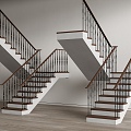 American Stair Handrail Stair Metal Handrail Corner Stair 3d model