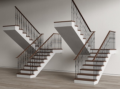 American Stair Handrail Stair Metal Handrail Corner Stair 3d model