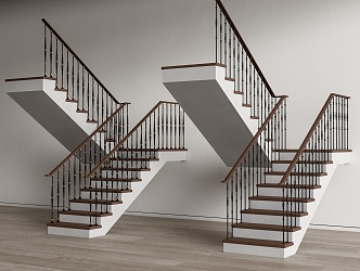 American Stair Handrail Stair Metal Handrail Corner Stair 3d model