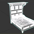 Dark Wooden Double Bed With Carved Headboard And Decorative Footboard