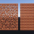 Rusted Metal Feature Wall With Geometric Patterns And Perforated Design Details 3d model