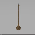Brass Decorative Column With Layered Structure Spire Top And Smooth Surface Reflection 3d model