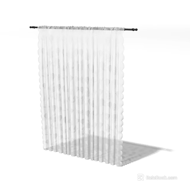 Elegant Transparent Sheer Curtain with Lightweight Vertical Soft Fabric for Living Room 3d model 