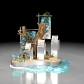 River Tracing Themed Store with Stone Display Stands Green Plants and Water Features