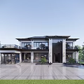 Modern Detached Villa Exterior Design With Large Windows Balcony And Landscaped Garden