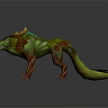 Detailed Mystical Wolf With Antlers And Green Brown Leaves Design