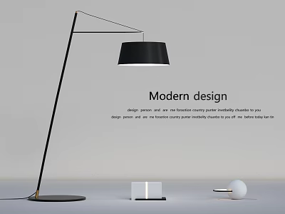 Modern Floor Lamp With Sleek Design Black Shade And Metal Stand For Minimalist Home 3d model