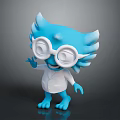 Blue Cartoon Game Movie Character With Large Glasses White Coat And Winged Head