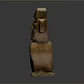 Ancient Human Figure Stone Carving In Reclining Position With Ornate Hat And Square Base