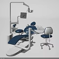 Professional Dental Treatment Equipment With Dental Chair Doctor Stool And Medical Instruments