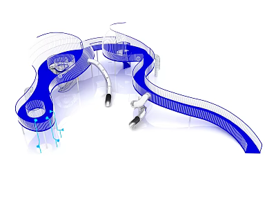 Blue Curved Playground Slide Equipment with Smooth Track Modern Design for Kids Outdoor 3d model