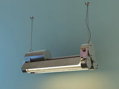 Modern Metallic Pendant Light With Chain Suspension And Linear Cylindrical Design For Ceiling 3d model