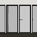 Modern Interior Doors With Black Frames And Various Textured Glass Panels 3d model