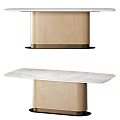 Elegant Modern Dining Table With White Marble Top And Beige Cabinet Base 3d model
