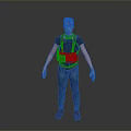 3D Rendered Character Model With Red Hair Black T Shirt Blue Jeans And Brown Shoes
