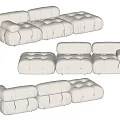 Modern Beige Fabric Sectional Sofa with Tufted Cushions Modular Living Room Design