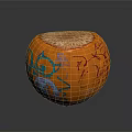 Orange Pumpkin with Colorful Graffiti Art Blue and Red Patterns Cut Top Revealing Fresh Interior