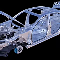 Car Chassis Structure With Metallic Frame And Vehicle Body Components 3d model