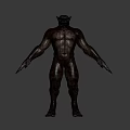 Muscular Ape Like Creature With Rough Skin Standing In Dark Background