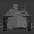 Modified Combat Car With Roof Mounted Cannon And Front Armor Spikes